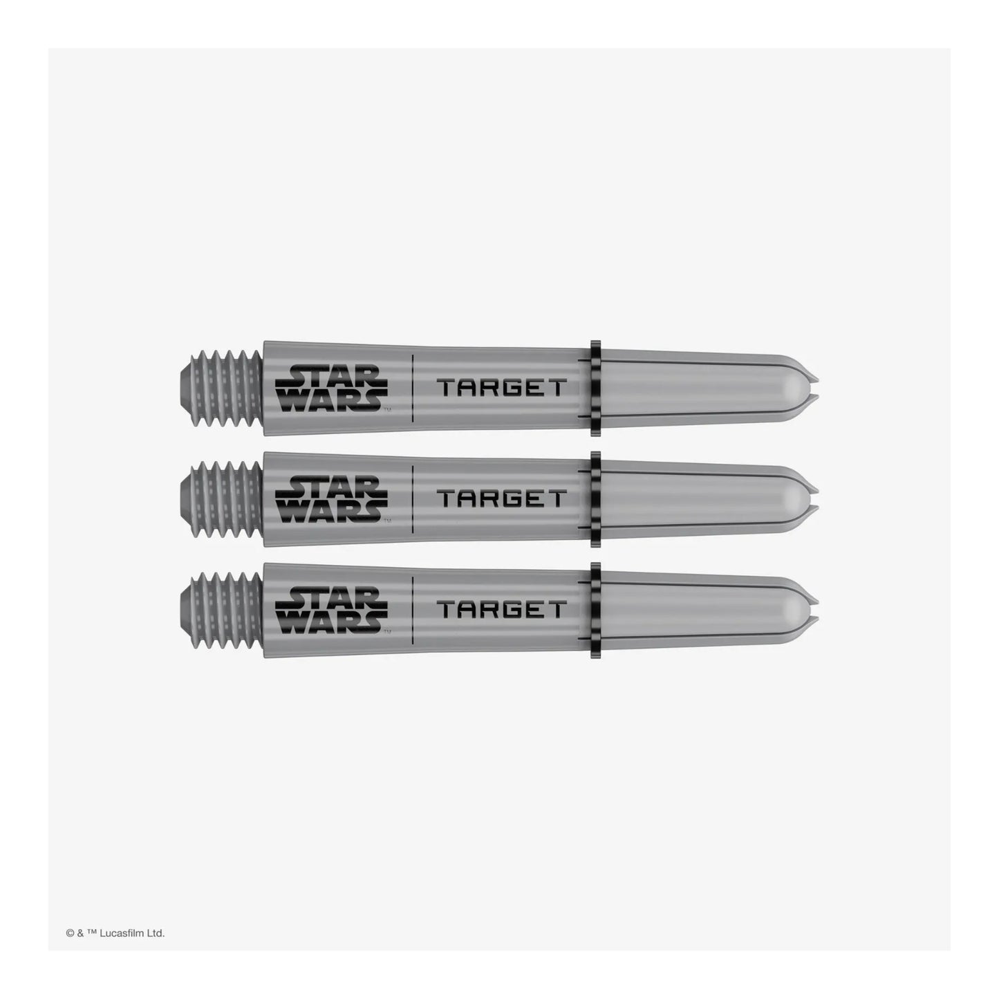 The official Star Wars Pro Grip Shafts by Target, shown in Short grey, Intermediate grey, and Medium grey.