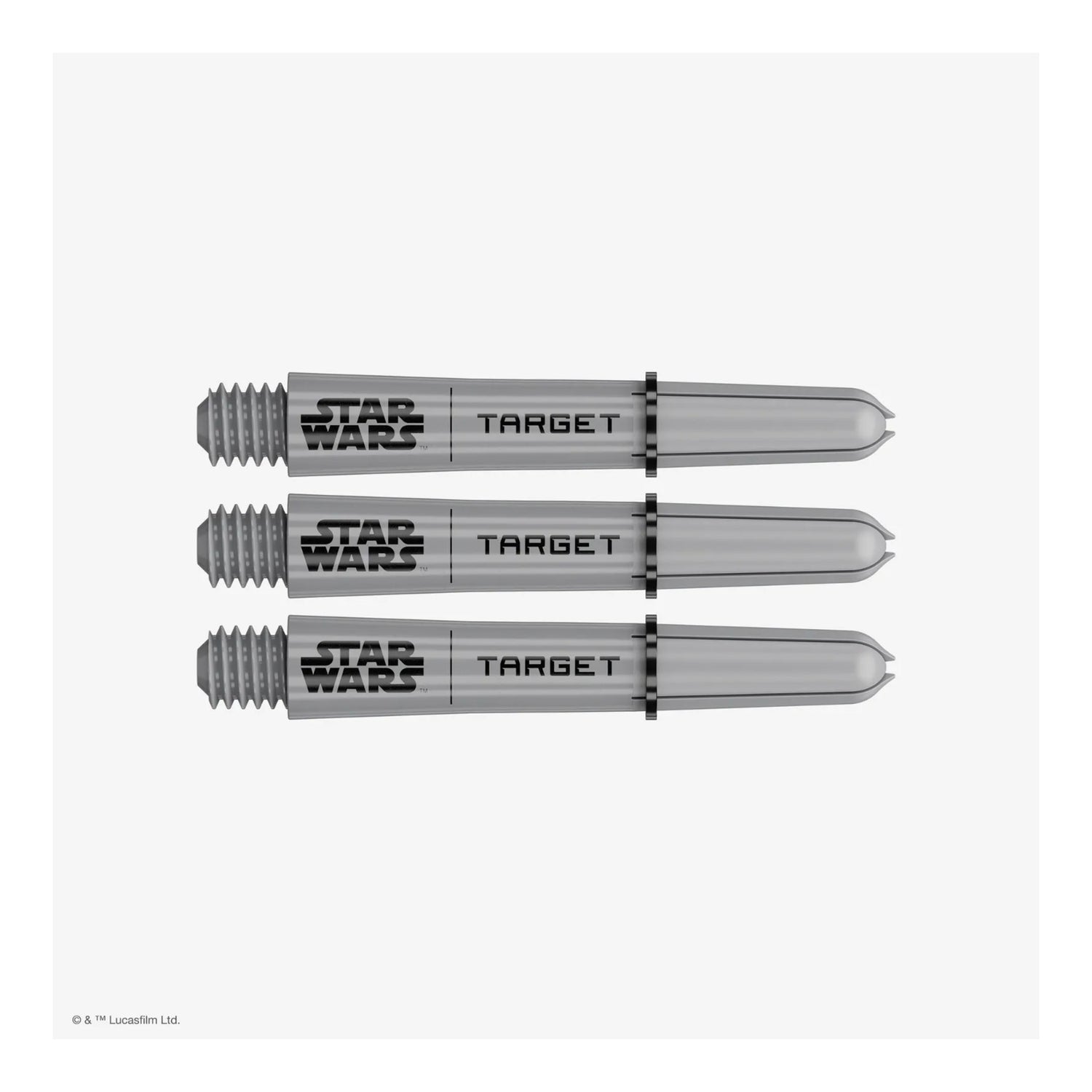 The official Star Wars Pro Grip Shafts by Target, shown in Short grey, Intermediate grey, and Medium grey.