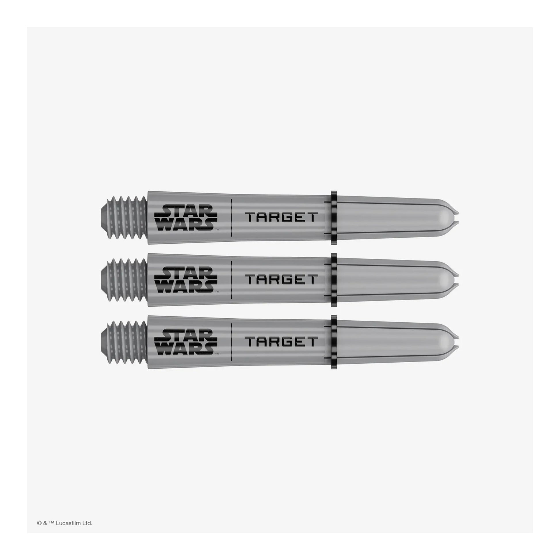The official Star Wars Pro Grip Shafts by Target, shown in Short grey, Intermediate grey, and Medium grey.