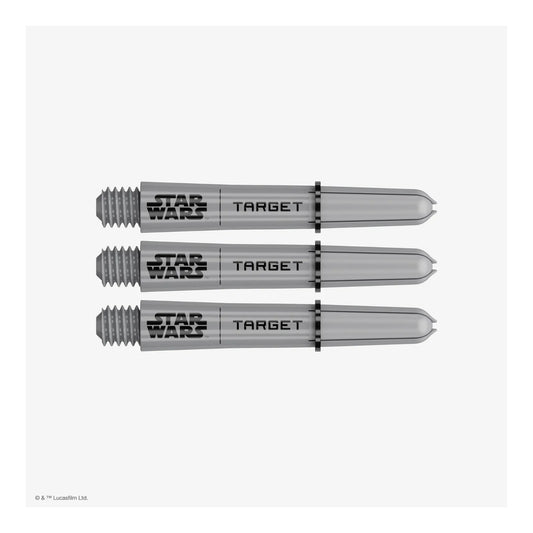 The official Star Wars Pro Grip Shafts by Target, shown in Short grey, Intermediate grey, and Medium grey.