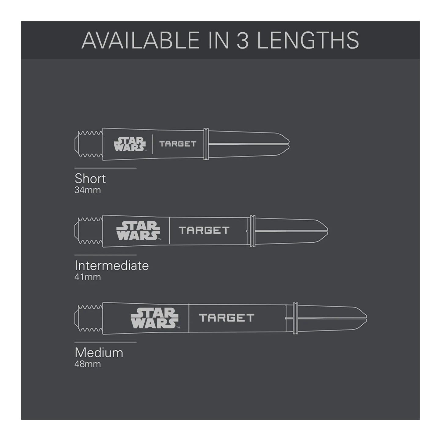 A 3-pack of the Star Wars Pro Grip shafts in Grey