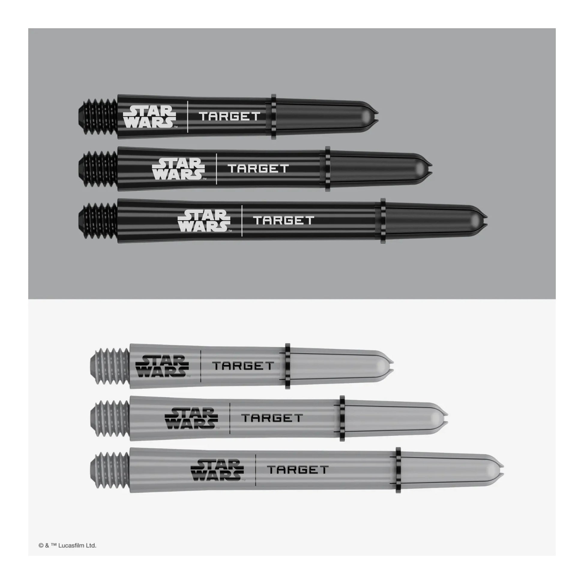 The official Star Wars Pro Grip Shafts by Target, shown in Short, Intermediate, and Medium lengths.