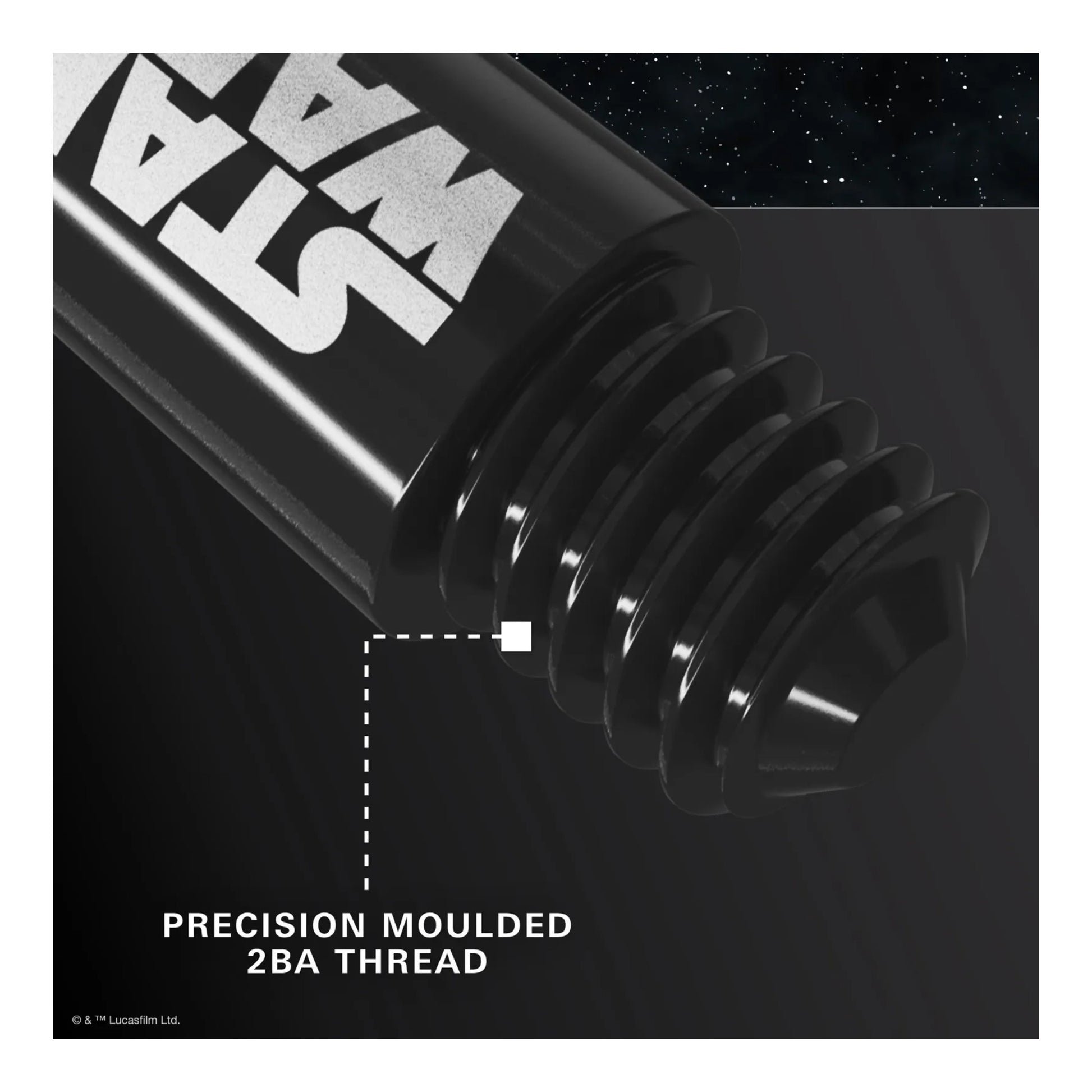 A close-up of the Pro Grip shaft showing the universal 2BA thread and subtle Star Wars logo.