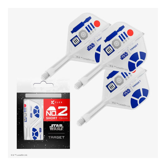 The official Star Wars R2-D2 K-Flex integrated flight and shaft system in the classic No.2 shape, showing the white and blue design.