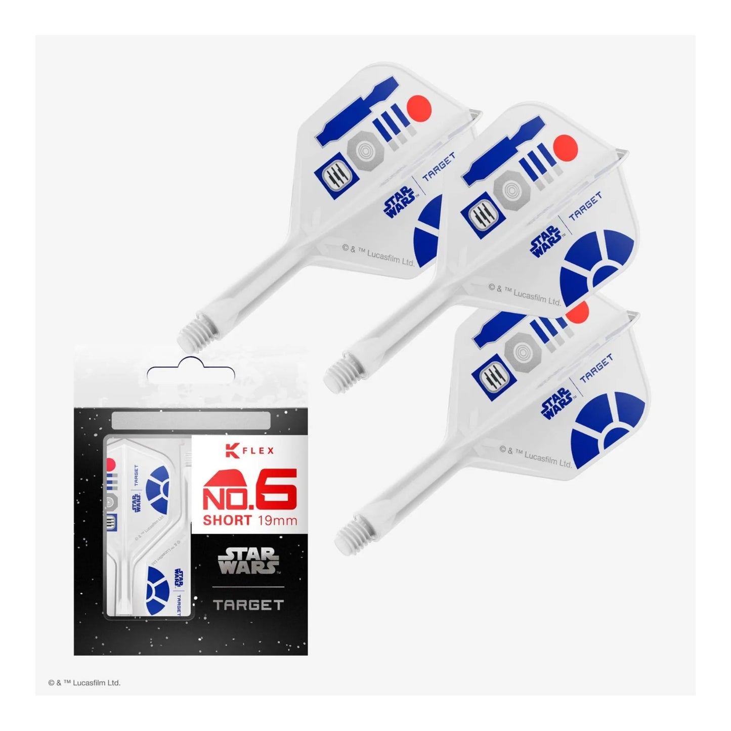 The official Star Wars R2-D2 K-Flex integrated flight and shaft system in No.6 shape, showing the white and blue design.