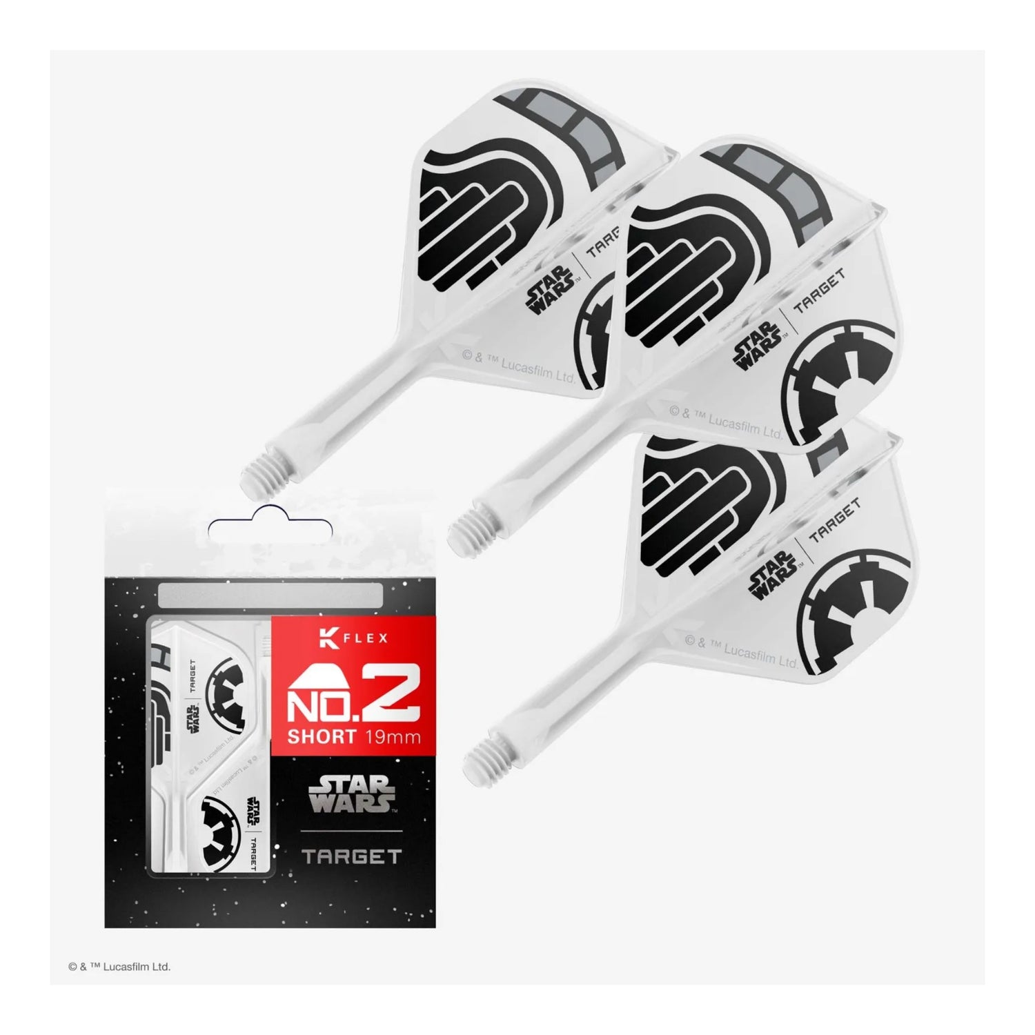 The official Star Wars Stormtrooper K-Flex integrated flight and shaft system in the classic No.2 shape, showing the white and black armour design.
