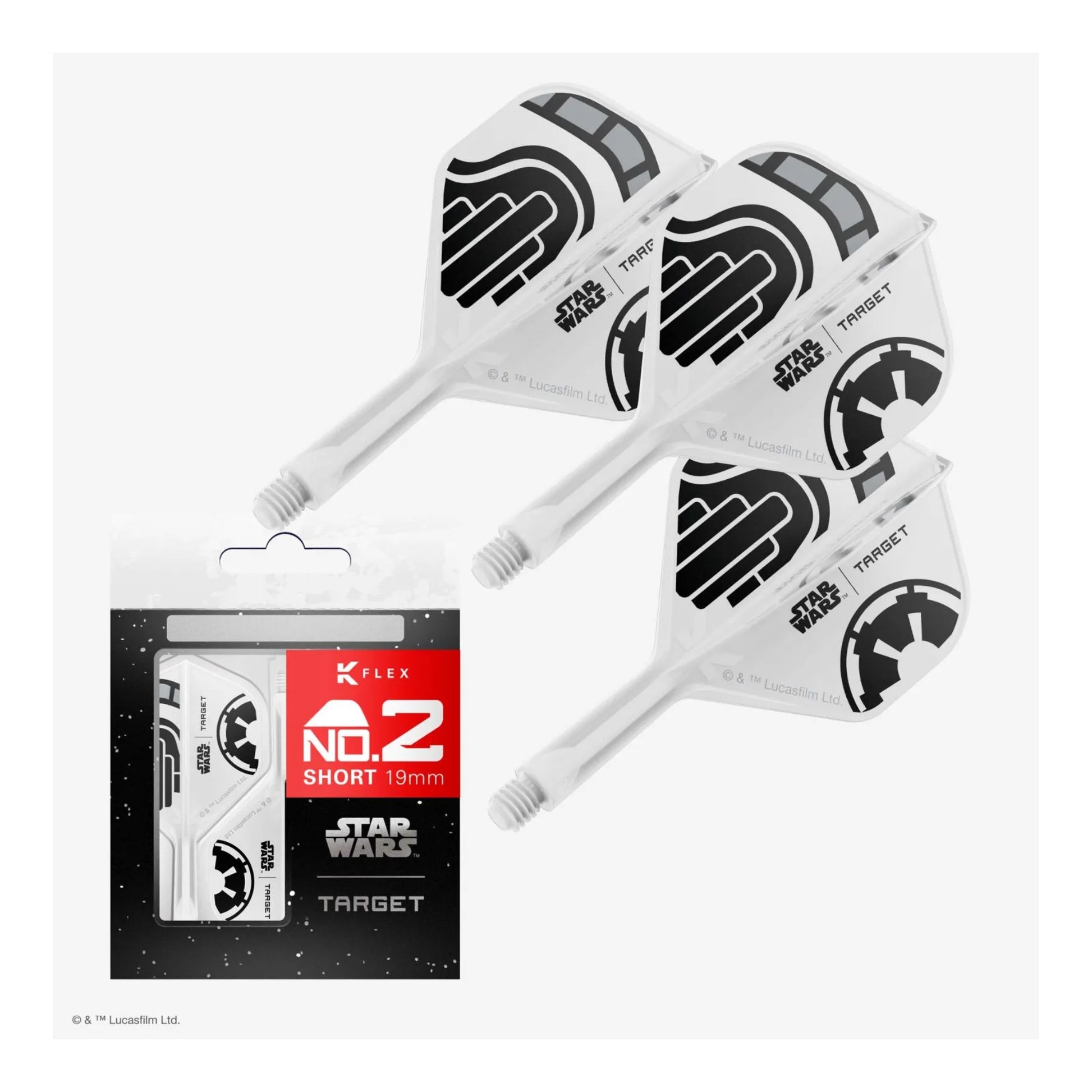 The official Star Wars Stormtrooper K-Flex integrated flight and shaft system in the classic No.2 shape, showing the white and black armour design.