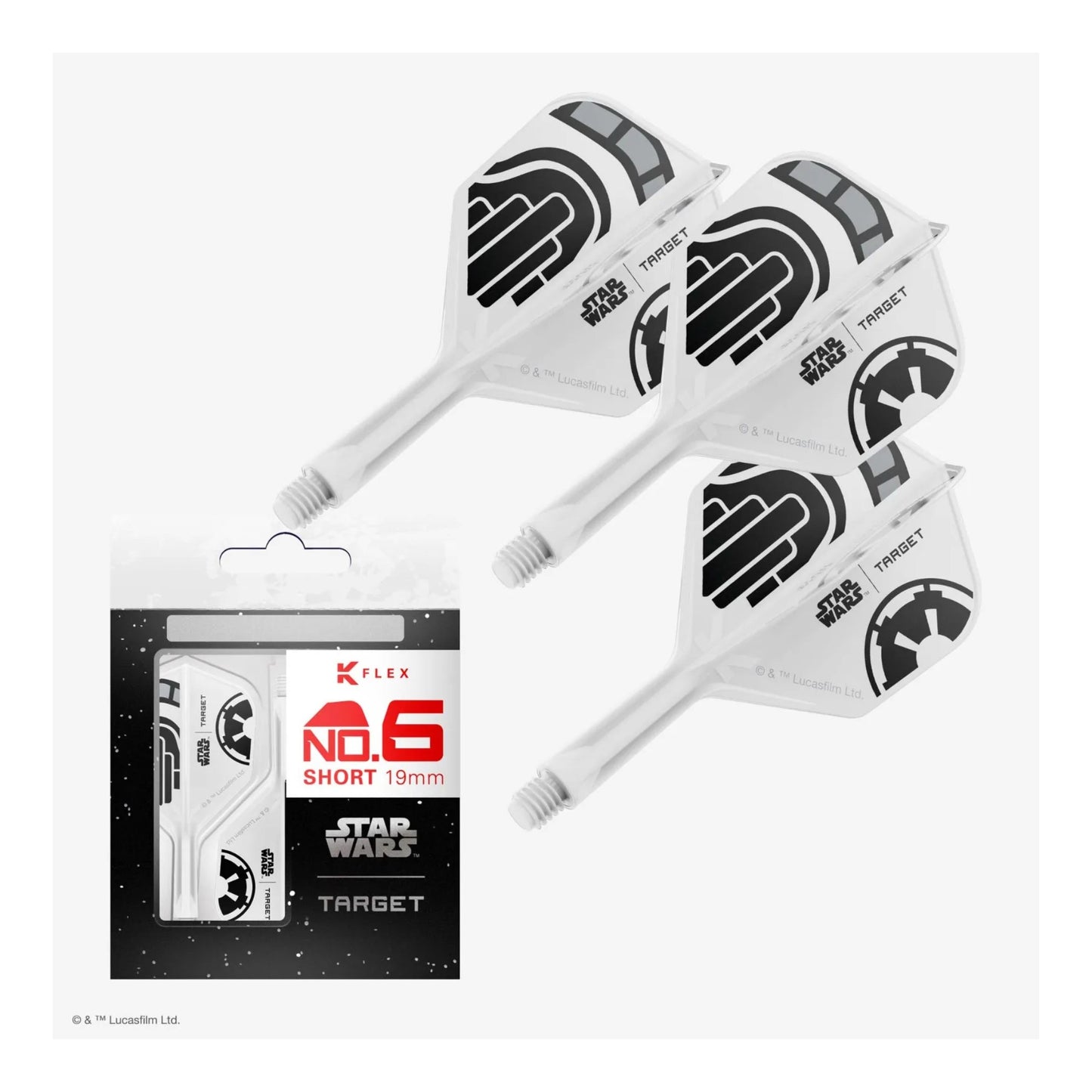 The official Star Wars and Target Darts branded packaging for the Stormtrooper K-Flex.