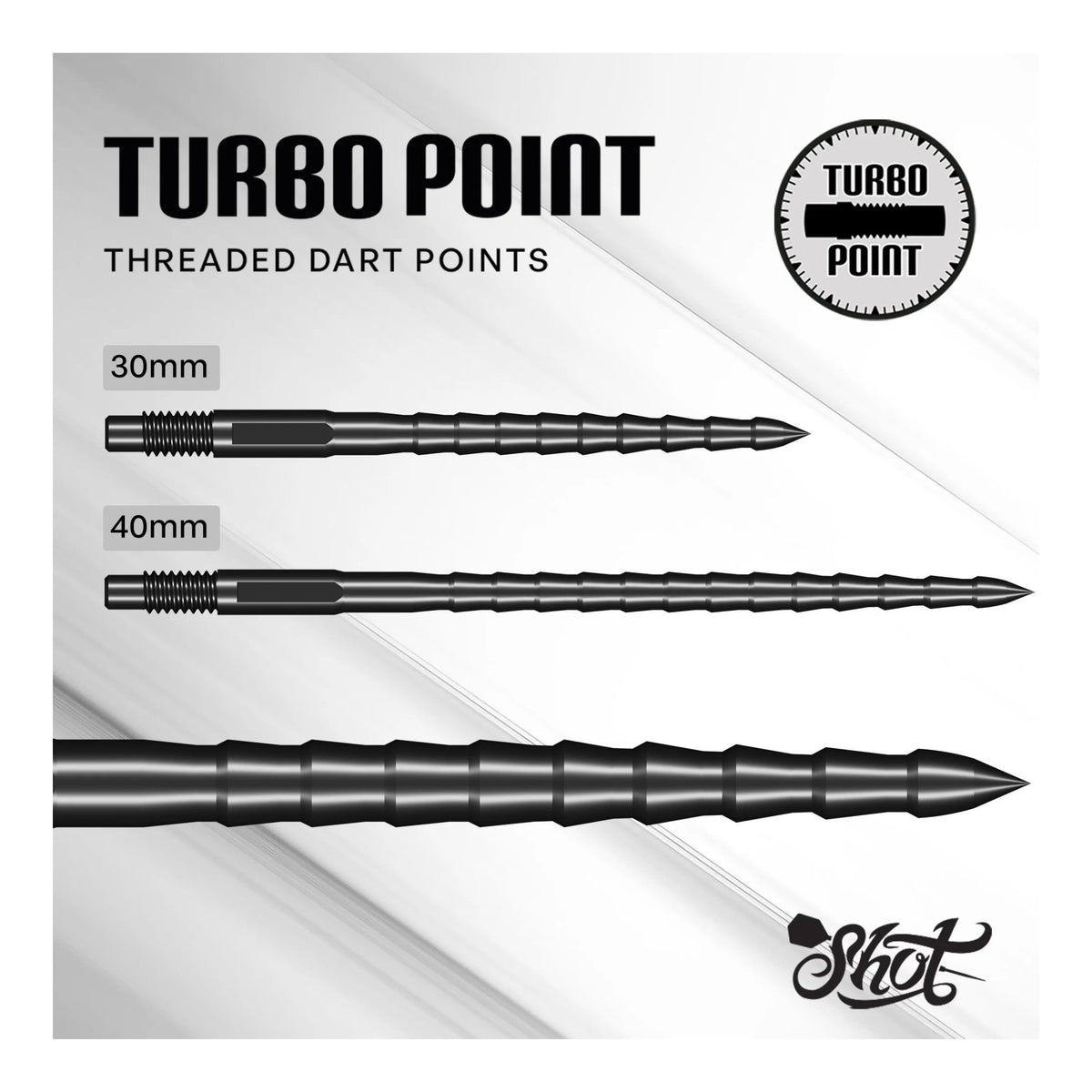 Shot Turbo RS Steel Tip Dart Points - Black