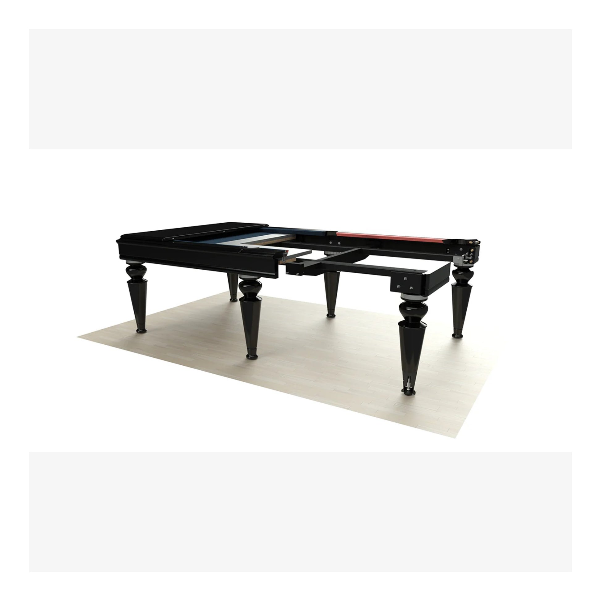 Black pool table on a white background