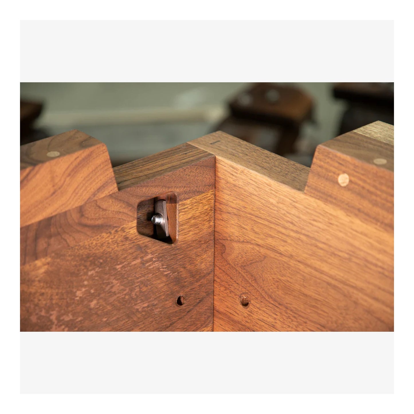 Close-up of a wooden furniture piece with a visible joint.