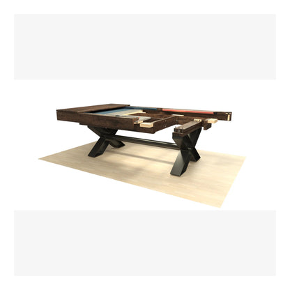 Pool table with X-shaped legs on a white background